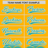 Custom Gold Bright Green Graffiti Pattern Personalized Bossinia Style Authentic Baseball Jersey
