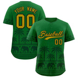 Custom Kelly Green Green Graffiti Pattern Personalized Bossinia Style Authentic Baseball Jersey