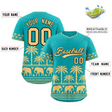 Custom Aqua Khaki Graffiti Pattern Personalized Bossinia Style Authentic Baseball Jersey