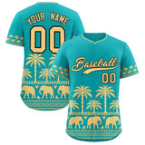 Custom Aqua Khaki Graffiti Pattern Personalized Bossinia Style Authentic Baseball Jersey