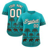 Custom Aqua Brown Graffiti Pattern Personalized Bossinia Style Authentic Baseball Jersey