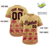 Custom Khaki Light Red Graffiti Pattern Personalized Bossinia Style Authentic Baseball Jersey