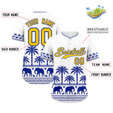 Custom White Royal Graffiti Pattern Personalized Bossinia Style Authentic Baseball Jersey