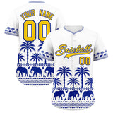 Custom White Royal Graffiti Pattern Personalized Bossinia Style Authentic Baseball Jersey
