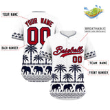 Custom White Navy Graffiti Pattern Personalized Bossinia Style Authentic Baseball Jersey