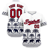 Custom White Navy Graffiti Pattern Personalized Bossinia Style Authentic Baseball Jersey