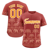 Custom Red Teabrown Graffiti Pattern Personalized Bossinia Style Authentic Baseball Jersey
