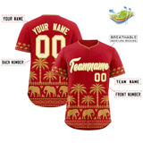 Custom Red Old Gold Graffiti Pattern Personalized Bossinia Style Authentic Baseball Jersey