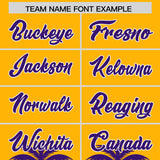 Custom Gold Purple Graffiti Pattern Personalized Bossinia Style Authentic Baseball Jersey