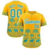 Custom Gold Bright Green Graffiti Pattern Personalized Bossinia Style Authentic Baseball Jersey