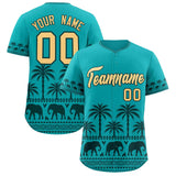 Custom Aqua Midnight Green Graffiti Pattern Personalized Bossinia Style Authentic Baseball Jersey