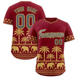 Custom Crimson Old Gold Graffiti Pattern Personalized Bossinia Style Authentic Baseball Jersey