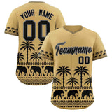 Custom Khaki Black Graffiti Pattern Personalized Bossinia Style Authentic Baseball Jersey