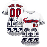 Custom White Navy Graffiti Pattern Personalized Bossinia Style Authentic Baseball Jersey