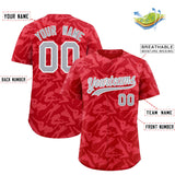 Custom Red Silver Playboy Graffiti Pattern Authentic Baseball Jersey