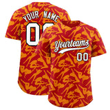 Custom Red Gold Playboy Graffiti Pattern Authentic Baseball Jersey