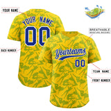 Custom Gold Royal Playboy Graffiti Pattern Authentic Baseball Jersey