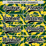 Custom Green Gold Playboy Graffiti Pattern Authentic Baseball Jersey