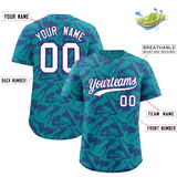 Custom Aqua Purple Playboy Graffiti Pattern Authentic Baseball Jersey