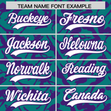 Custom Aqua Purple Playboy Graffiti Pattern Authentic Baseball Jersey