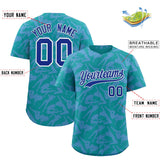 Custom Aqua Light Blue Playboy Graffiti Pattern Authentic Baseball Jersey