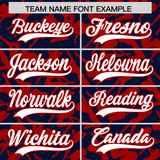 Custom Navy Red Playboy Graffiti Pattern Authentic Baseball Jersey