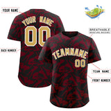 Custom Black Crimson Playboy Graffiti Pattern Authentic Baseball Jersey