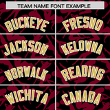 Custom Black Crimson Playboy Graffiti Pattern Authentic Baseball Jersey