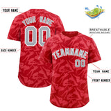 Custom Red Silver Playboy Graffiti Pattern Authentic Baseball Jersey