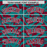 Custom Aqua Crimson Playboy Graffiti Pattern Authentic Baseball Jersey