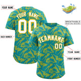 Custom Teal Gold Playboy Graffiti Pattern Authentic Baseball Jersey