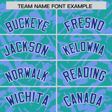 Custom Aqua Light Blue Playboy Graffiti Pattern Authentic Baseball Jersey