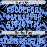 Custom Black Powder Blue Playboy Graffiti Pattern Authentic Baseball Jersey