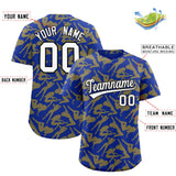 Custom Royal Gold Playboy Graffiti Pattern Authentic Baseball Jersey