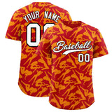 Custom Red Gold Playboy Graffiti Pattern Authentic Baseball Jersey