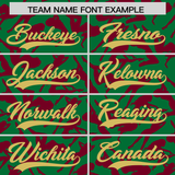 Custom Kelly Green Crimson Playboy Graffiti Pattern Authentic Baseball Jersey