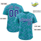 Custom Aqua Light Blue Playboy Graffiti Pattern Authentic Baseball Jersey