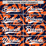 Custom Navy Orange Playboy Graffiti Pattern Authentic Baseball Jersey