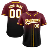 Custom Maroon Black Gradient Fashion Authentic Baseball Jersey