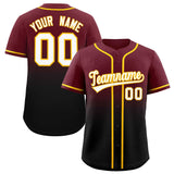 Custom Maroon Black Gradient Fashion Authentic Baseball Jersey