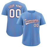 Custom Powder Blue Maroon Stripe Fashion Authentic Baseball Jersey