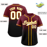 Custom Maroon Black Gradient Fashion Authentic Baseball Jersey