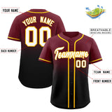 Custom Maroon Black Gradient Fashion Authentic Baseball Jersey