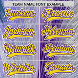 Custom Gold Purple Fluid Feather Graffiti Pattern Authentic Baseball Jersey