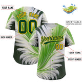 Custom Gold Green Fluid Feather Graffiti Pattern Authentic Baseball Jersey
