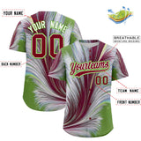 Custom Crimson White Fluid Feather Graffiti Pattern Authentic Baseball Jersey