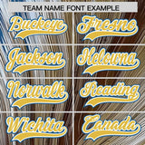 Custom Old Gold White Fluid Feather Graffiti Pattern Authentic Baseball Jersey