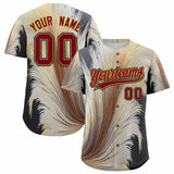 Custom Crimson Old Gold Fluid Feather Graffiti Pattern Authentic Baseball Jersey
