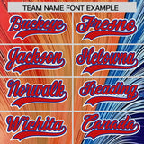 Custom Red Royal Fluid Feather Graffiti Pattern Authentic Baseball Jersey