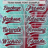 Custom Crimson Bright Green Fluid Feather Graffiti Pattern Authentic Baseball Jersey